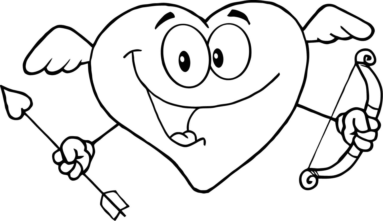 Dibujo de Corazn Cara Sonriente para Colorear