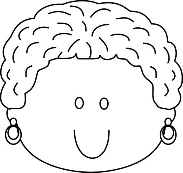 Dibujo de Mujer Cara Sonriente para Colorear