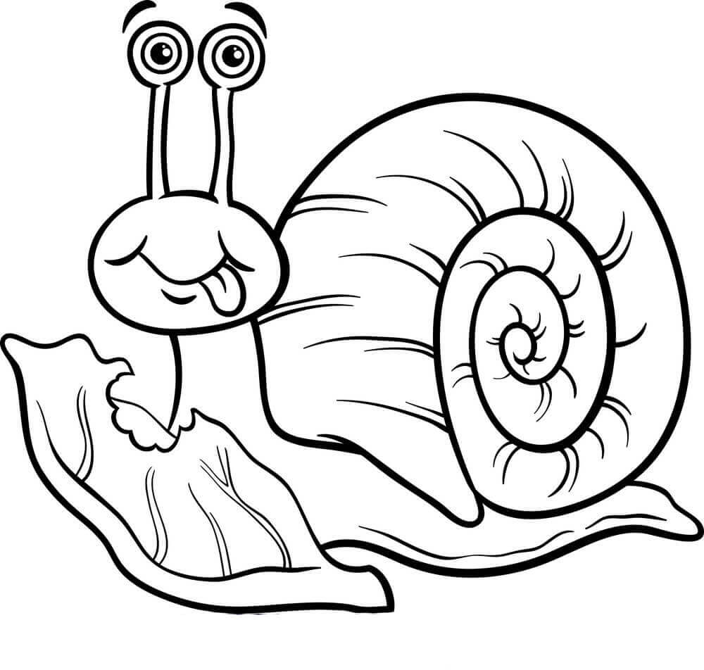 Dibujo de Caracol Comiendo Hoja para Colorear