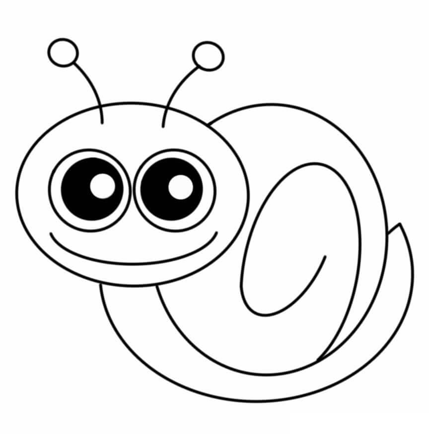 Dibujo de Caracol de Dibujos Animados Sonriente para Colorear