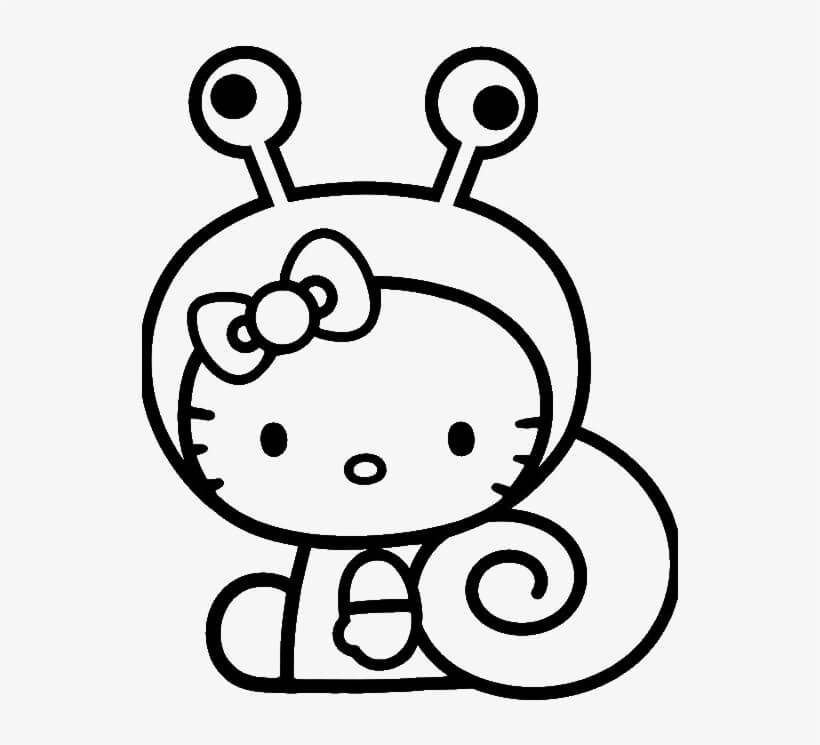 Dibujo de Hello Kitty Viste Caracoles para Colorear