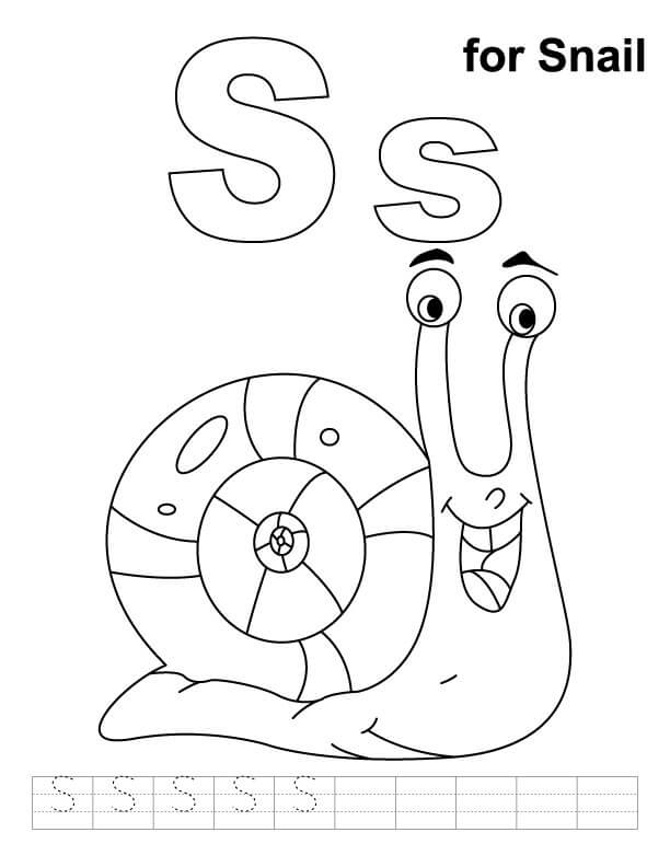 Dibujo de Letra S para Caracol para Colorear