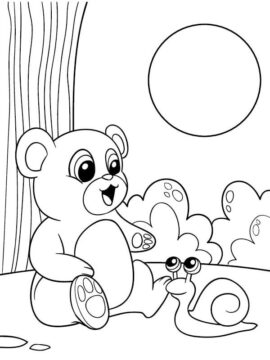 Dibujo de Oso y Caracol para Colorear