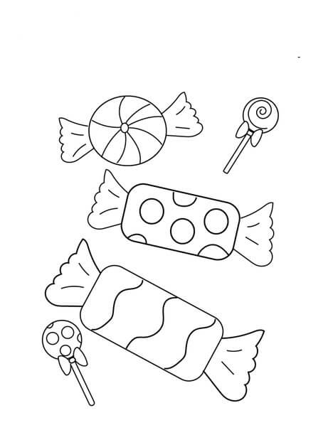 Dibujo de Cinco Caramelos para Colorear