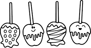 Dibujo de Cuatro Caramelos de Halloween Diferentes para Colorear