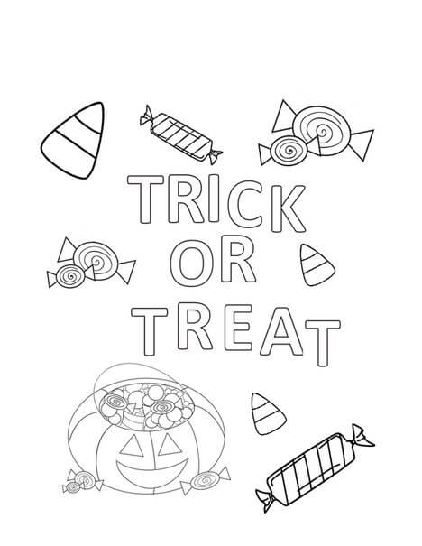Dibujo de Dulce de Truco o Trato para Colorear