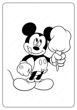 Dibujo de Mickey Mouse Sosteniendo Dulces para Colorear