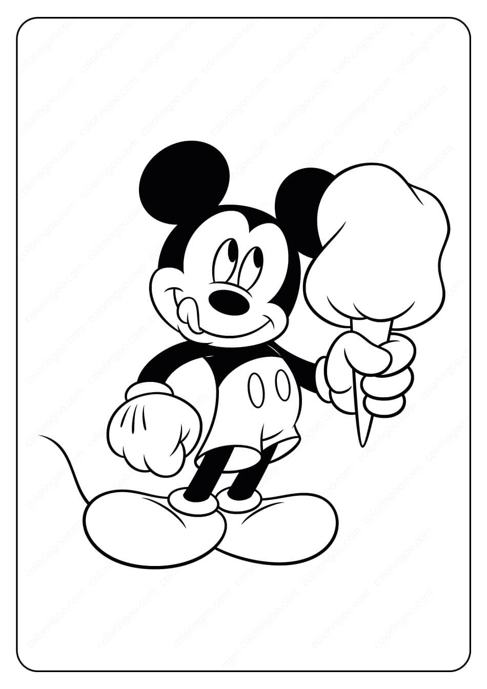 Dibujo de Mickey Mouse Sosteniendo Dulces para Colorear