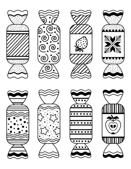 Dibujo de Ocho Caramelos para Colorear