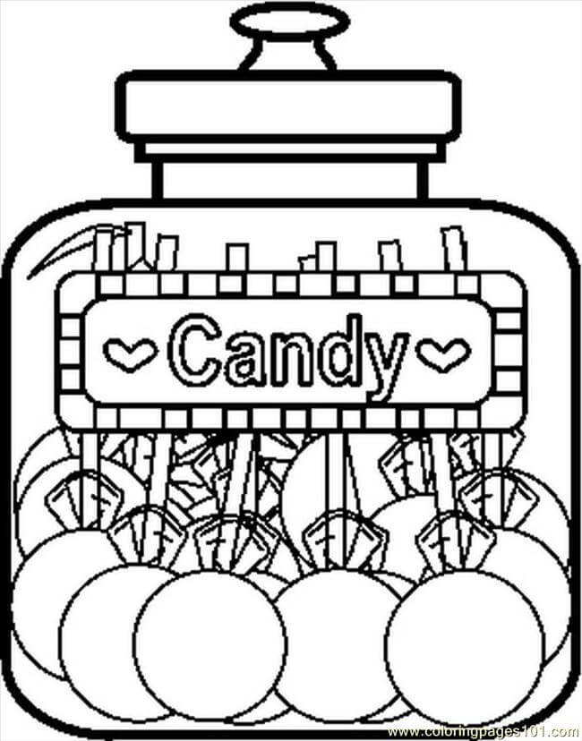 Dibujo de Tarro de Caramelo para Colorear