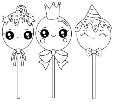 Dibujo de Tres Dulces Sonriendo para Colorear