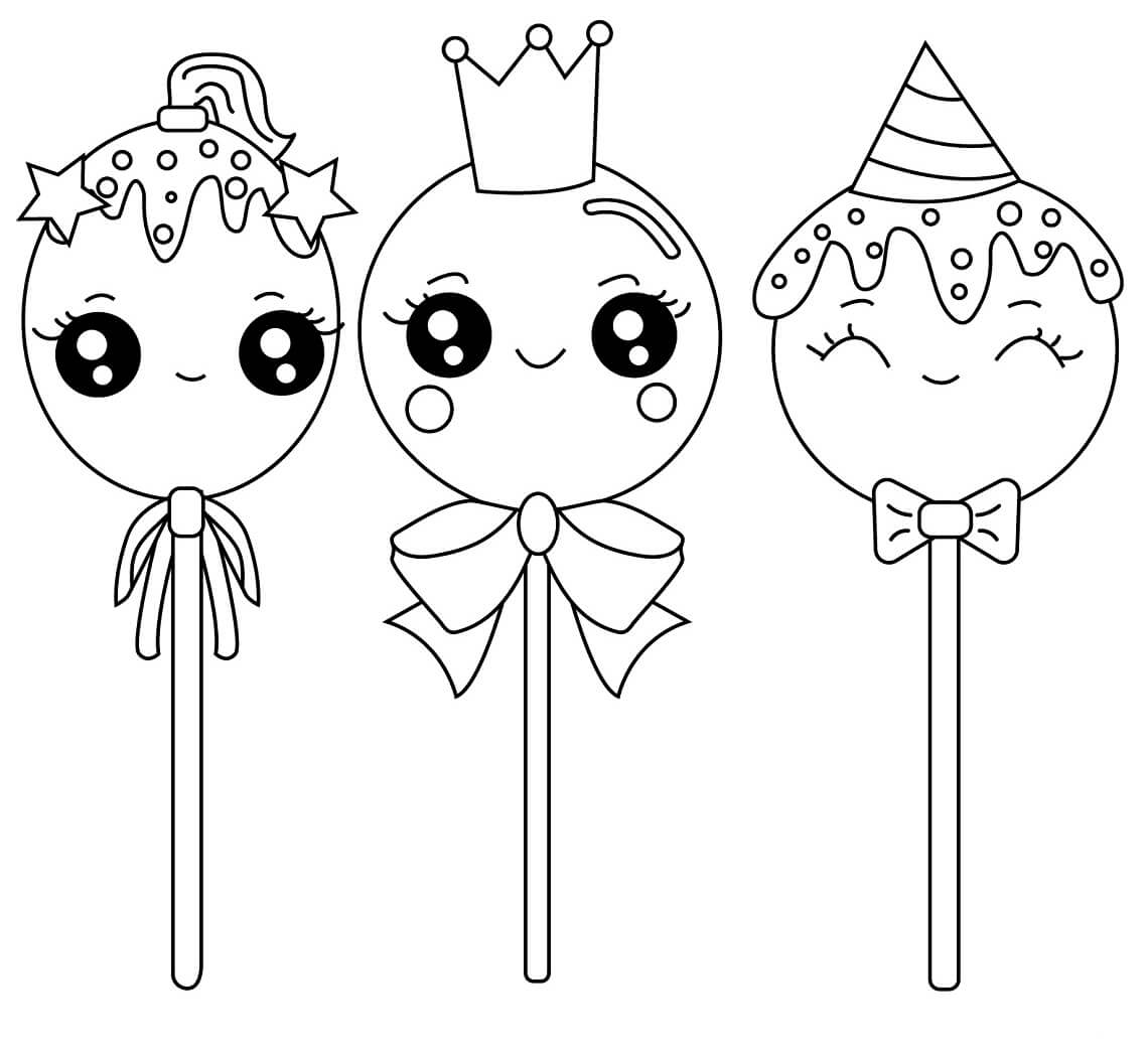 Dibujo de Tres Dulces Sonriendo para Colorear