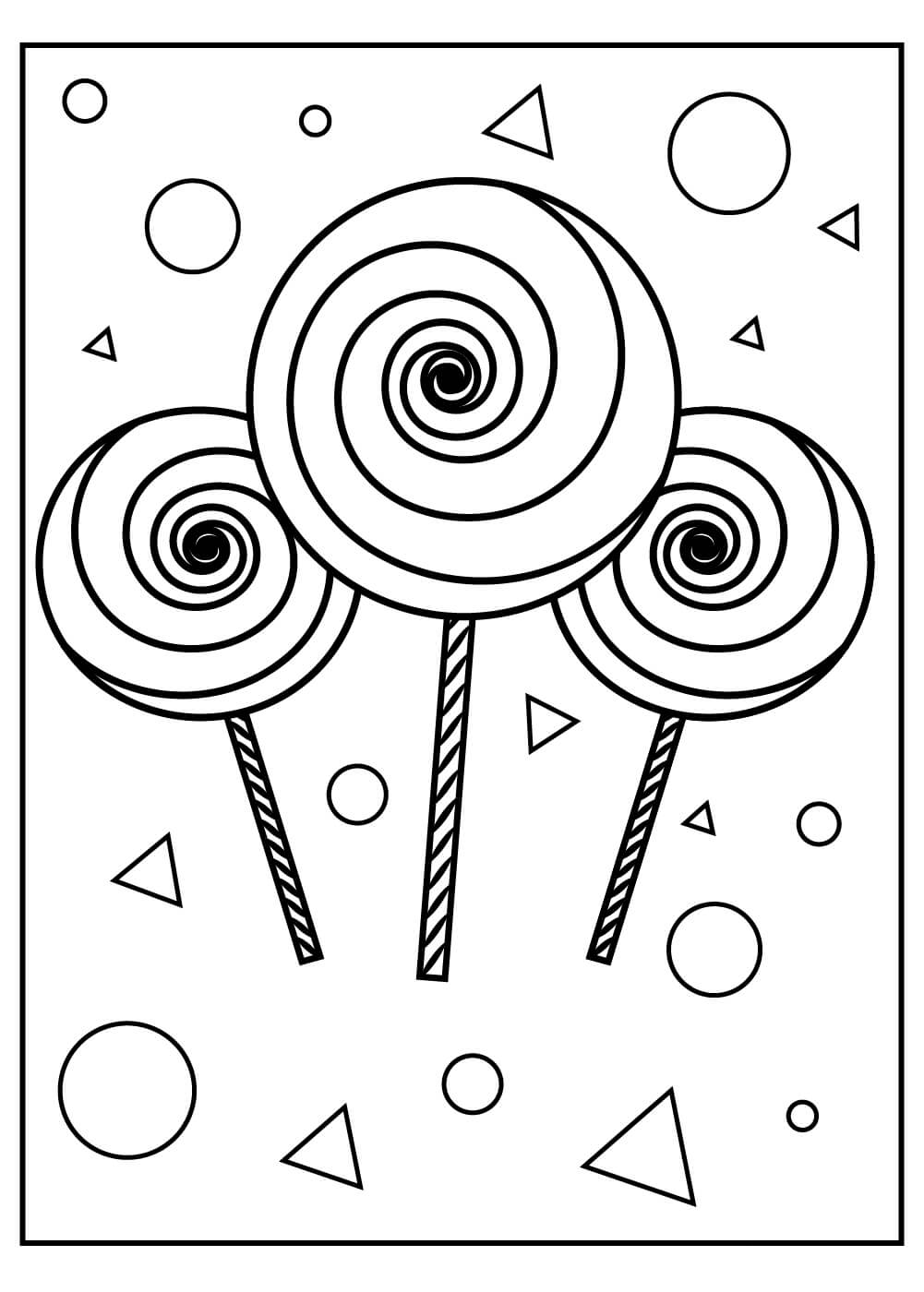 Dibujo de Tres Dulces y Formas para Colorear