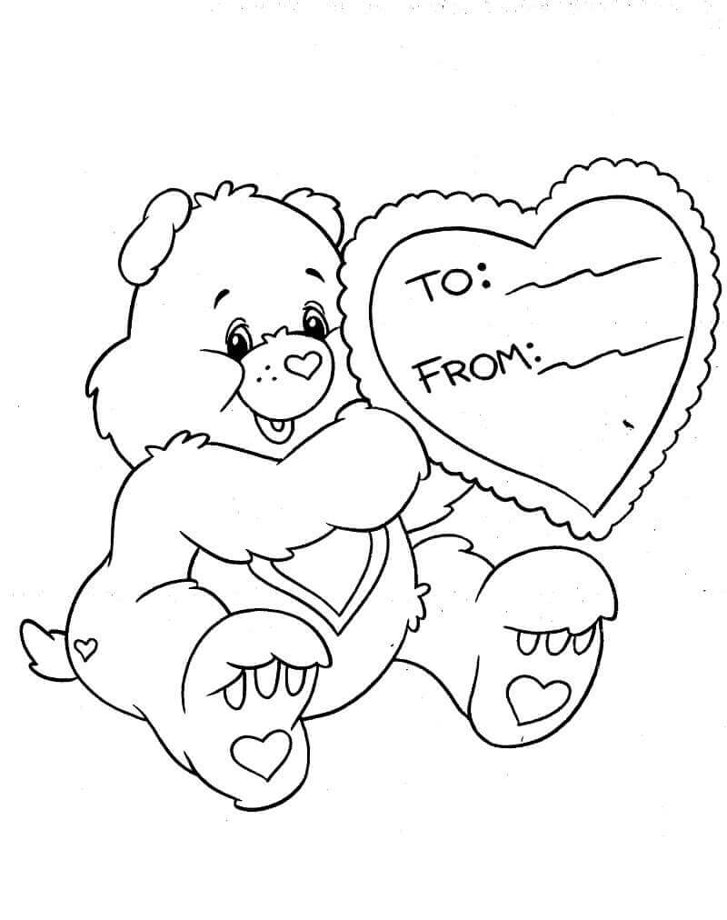 Dibujo de Oso de Corazn Tierno para Colorear