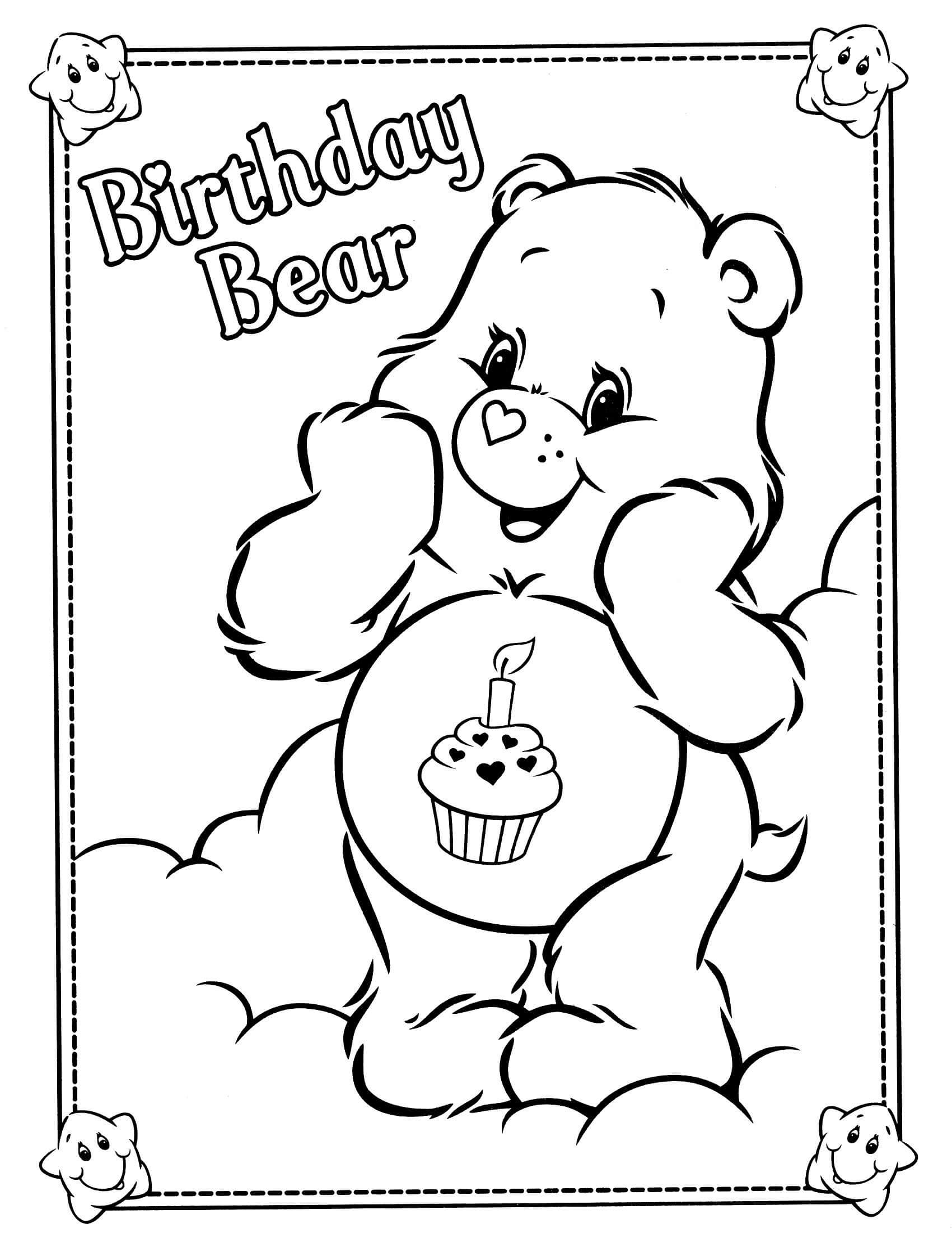 Dibujo de Oso de Cumpleaos para Colorear