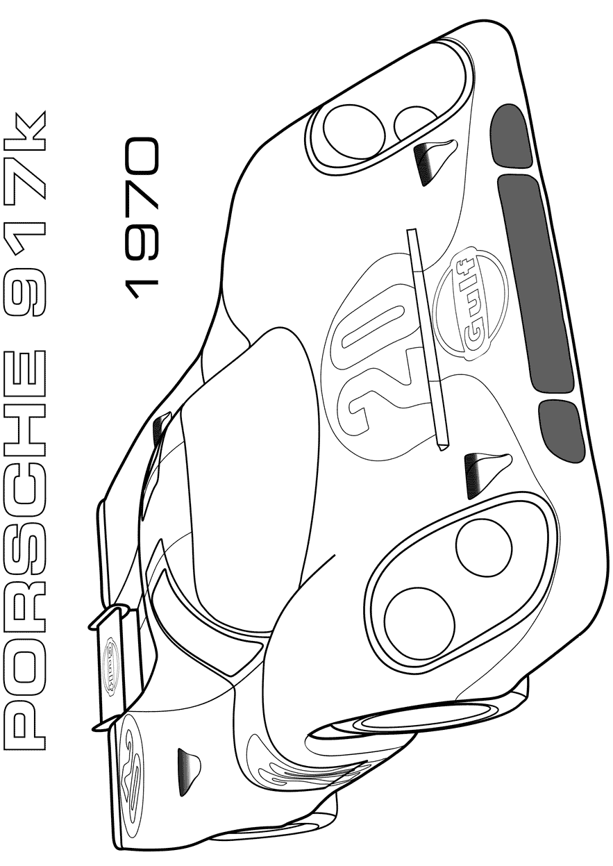 Dibujo de Coche de Carreras Porsche 917k para Colorear