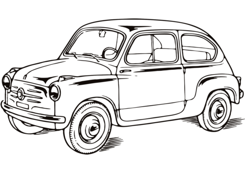 Dibujo de El Fiat 600 para Colorear