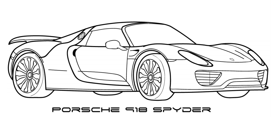 Dibujo de Porsche 918 Spyder para Colorear