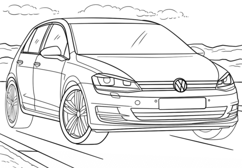 Dibujo de Volkswagen Golf 2018 para Colorear