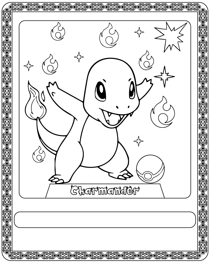 Dibujo de Pokémon Card Charmander Coloring Page para Colorear