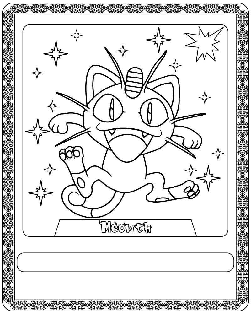 Dibujo de Pokémon Card Surprised Meowth Coloring Page para Colorear