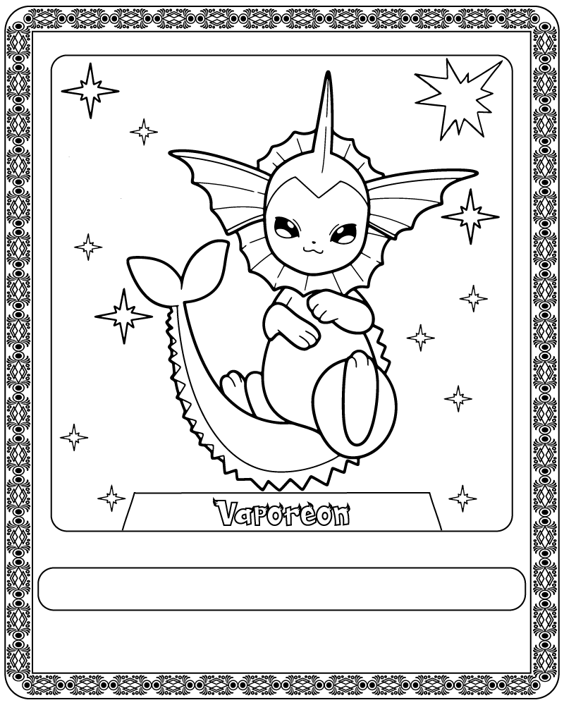Dibujo de Pokémon Card Vaporeon Coloring Page para Colorear