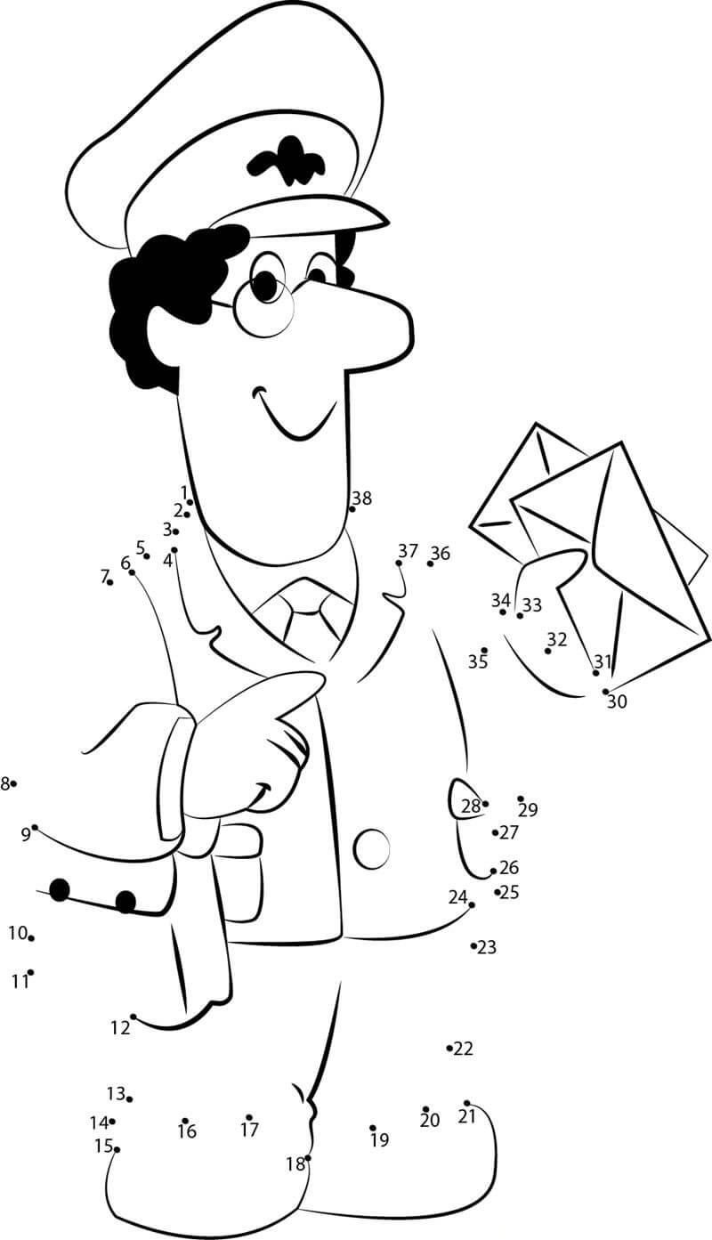 Dibujo de Cartero Pat Dot To Dots para Colorear