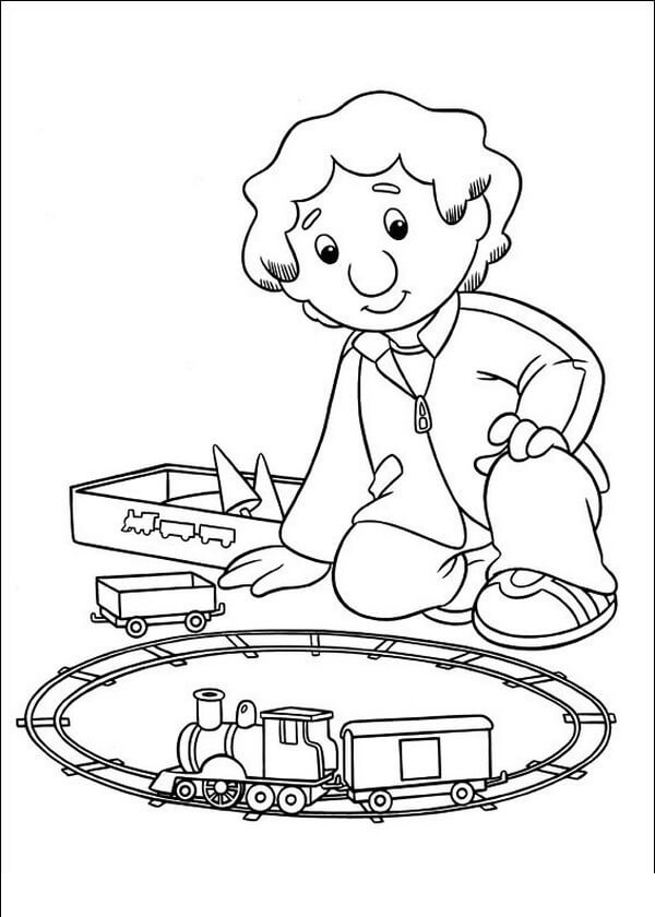 Dibujo de Cartero Pat Jugando Juguetes para Colorear
