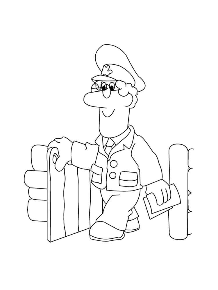 Dibujo de Cartero Pat Sonriendo para Colorear