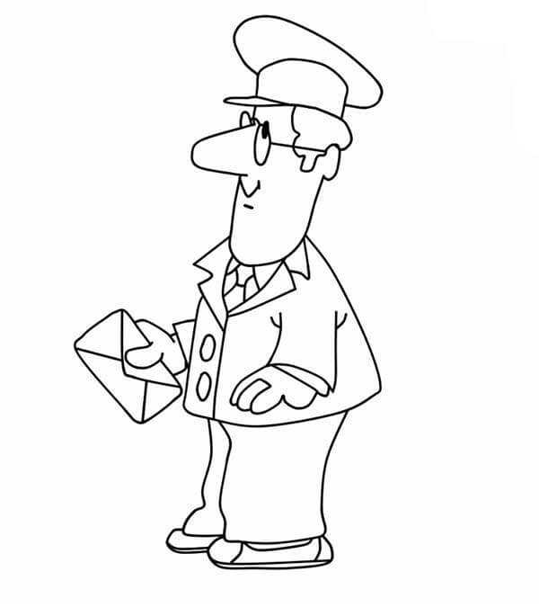 Dibujo de Cartero Pat Sosteniendo Carta para Colorear