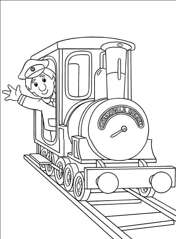 Dibujo de Cartero Pat en Tren para Colorear
