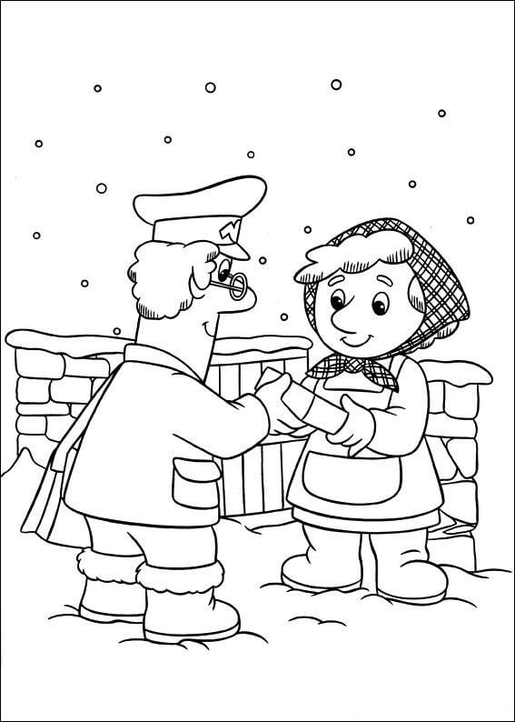 Dibujo de Cartero Pat y Hombre para Colorear