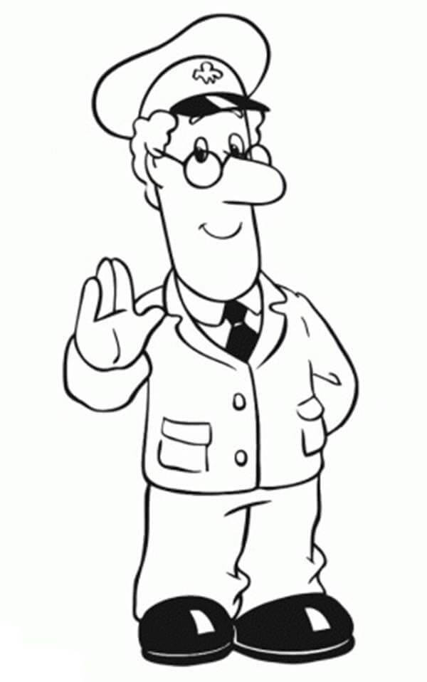 Dibujo de El Cartero Pat Saluda para Colorear
