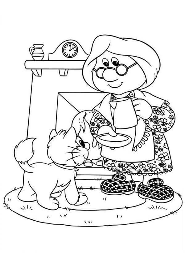 Dibujo de La Esposa y el Gato del Cartero Pat para Colorear