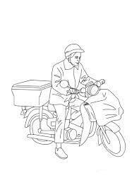 Dibujo de Cartero en Su Bicicleta Cartero para Colorear