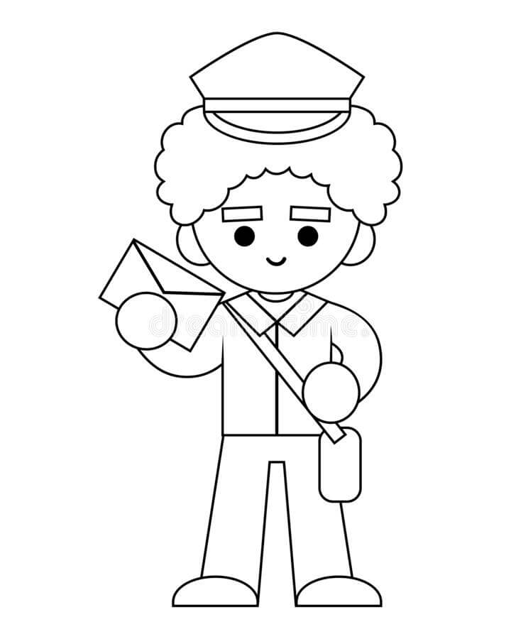 Dibujo de Cartero Nio Sonriente para Colorear