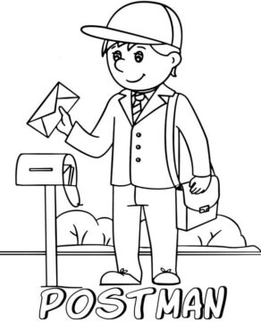 Dibujo de Nio Cartero para Colorear