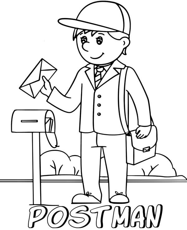 Dibujo de Nio Cartero para Colorear