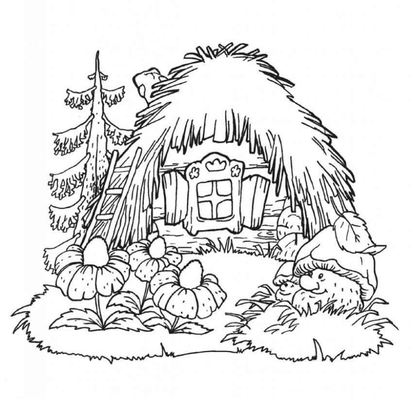 Dibujo de Acogedora Casa de Hadas para Colorear