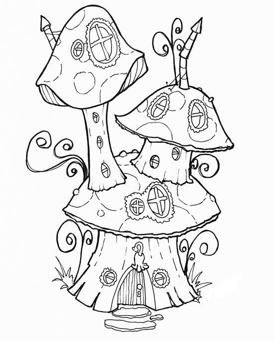 Dibujo de Bonita Casa de Hadas para Colorear