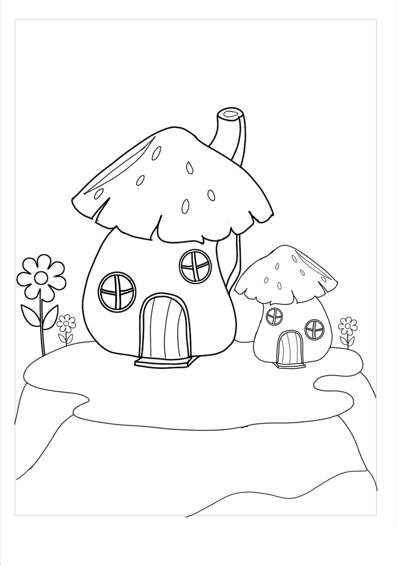 Dibujo de Casa de Dos Hadas de Dibujo para Colorear