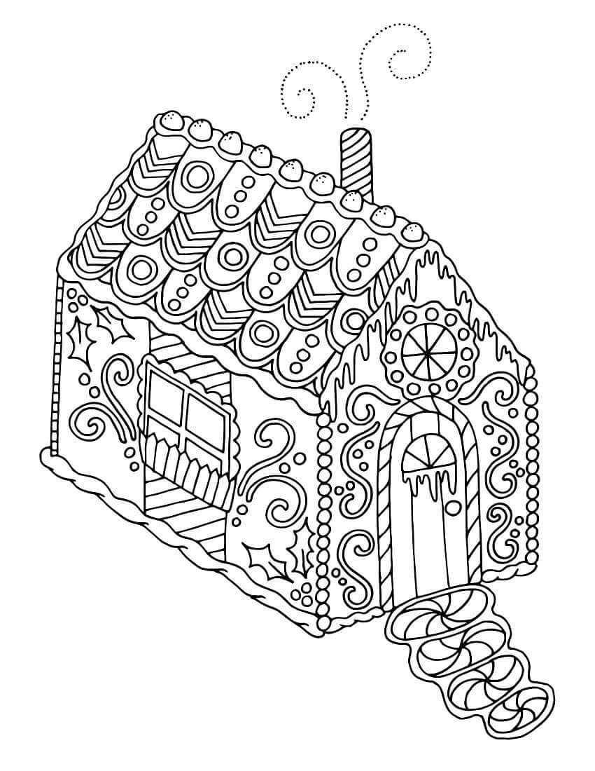 Dibujo de Casa de Hadas de Pan de Jengibre para Colorear