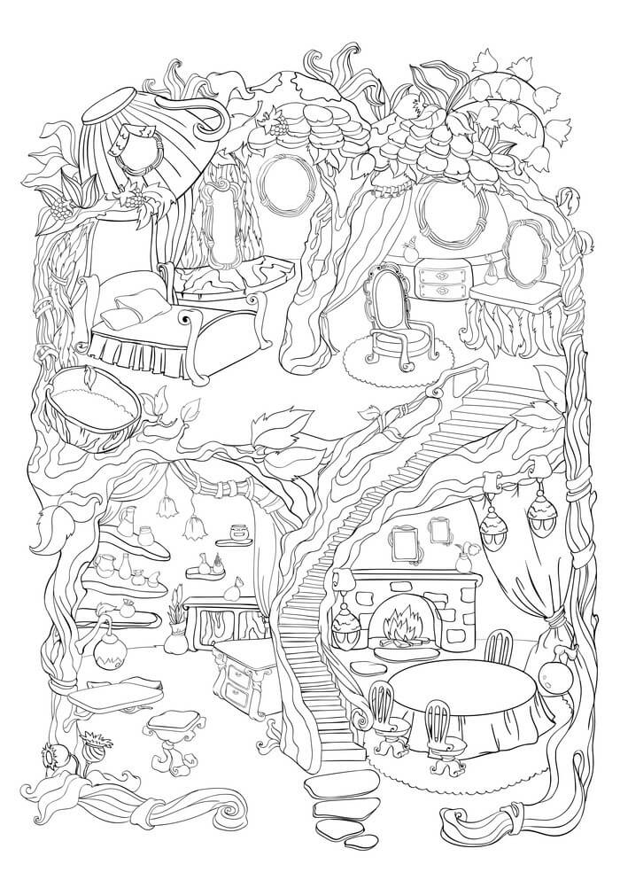 Dibujo de Casa de Hadas Normal para Colorear