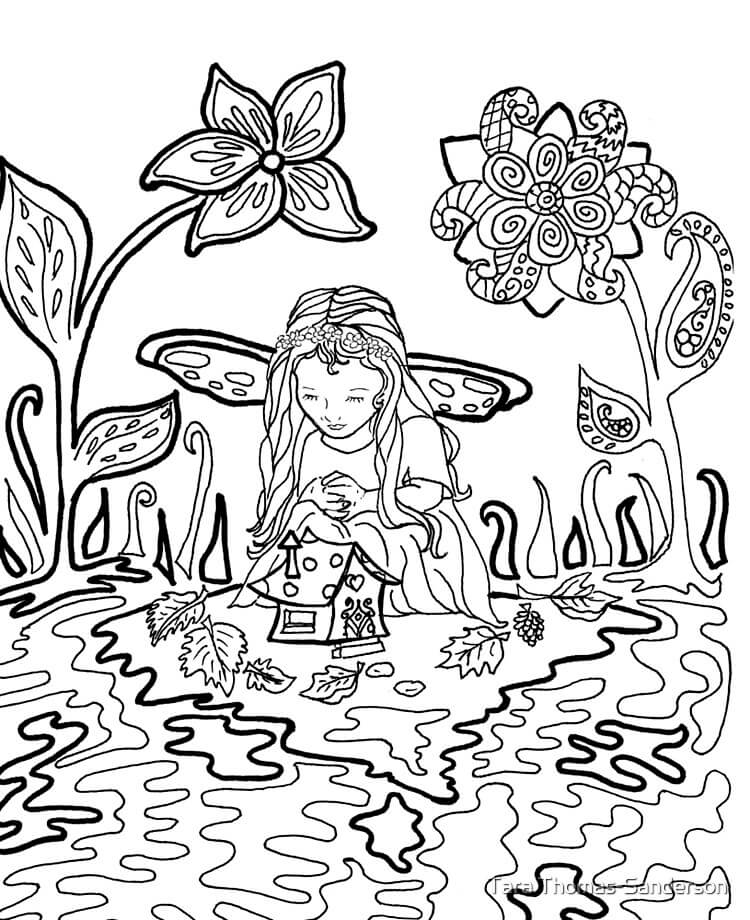 Dibujo de Casa de Hadas pequeña para Colorear