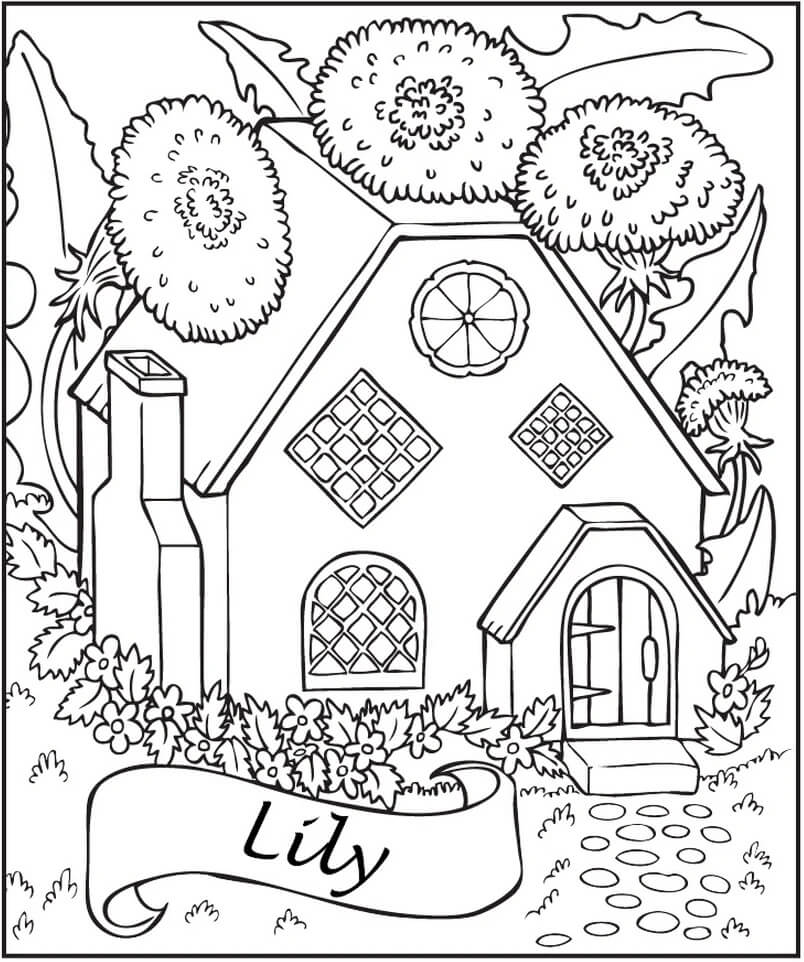 Dibujo de Casa de Hadas Personalizada para Colorear