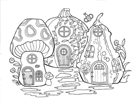 Dibujo de Gran Casa de Hadas para Colorear