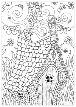 Dibujo de Impresionante Casa de Hadas para Colorear