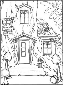 Dibujo de Increible Casa de Hadas para Colorear