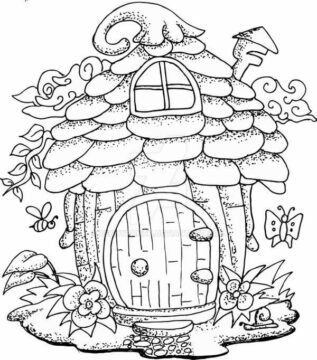 Dibujo de La Casa de Hadas Es para Adultos para Colorear