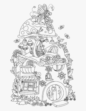 Dibujo de Linda Casa de Hadas para Colorear